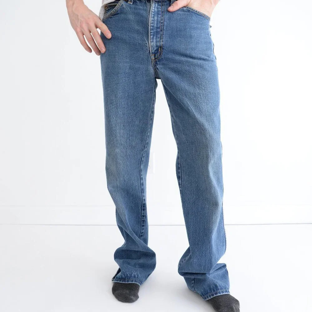 Vintage GWG Blue Denim Straight Flared Jeans Size 34x34